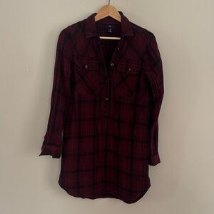 GAP Burgundy Plaid Shirt Dress